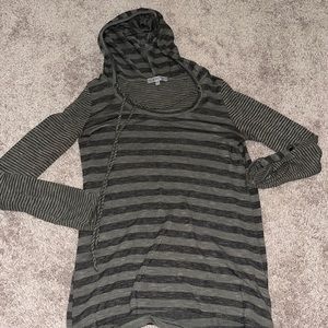 Olive green long sleeve with hood and tassles. Size S